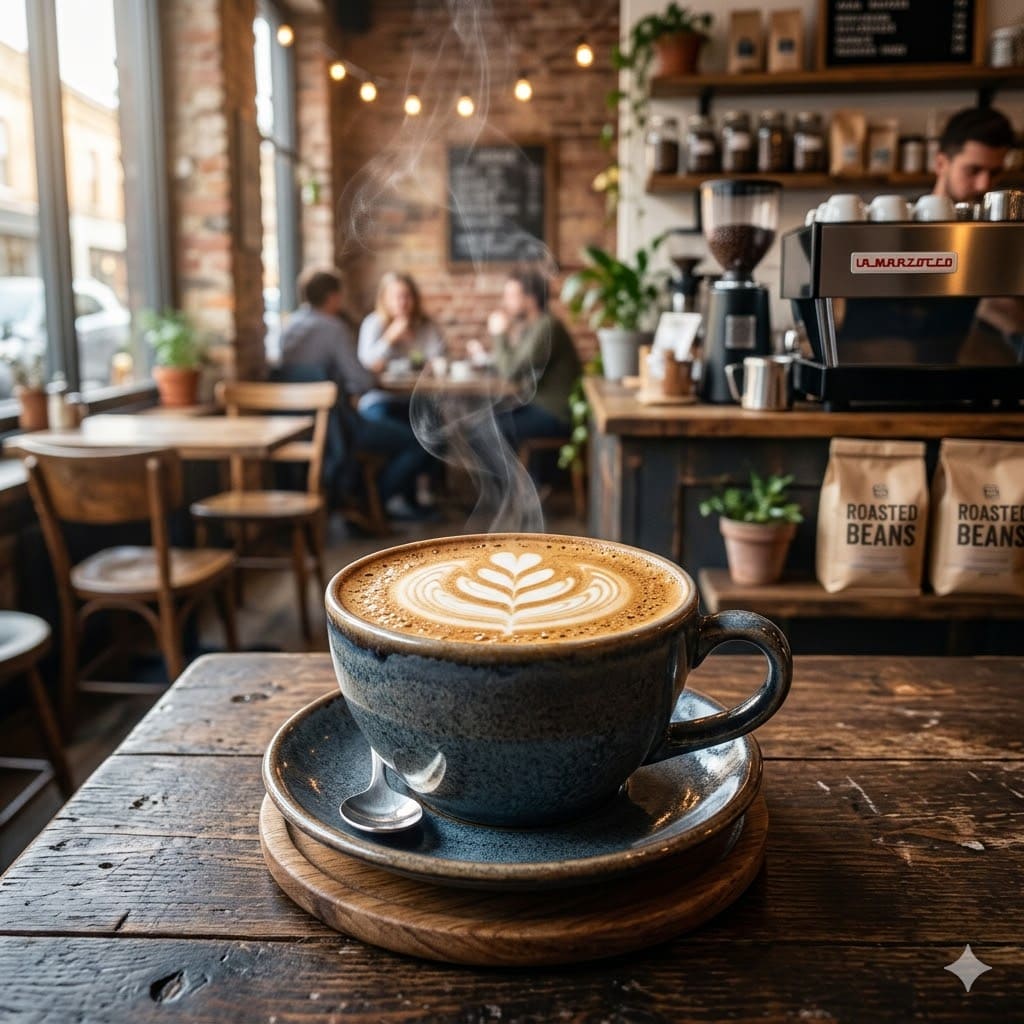 Hot Coffee Latte dari Thirty Three Brew dengan tampilan clean dan modern